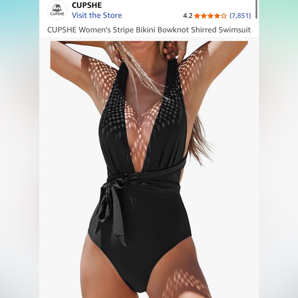 Cupshe Black Halter One-Piece Swimsuit